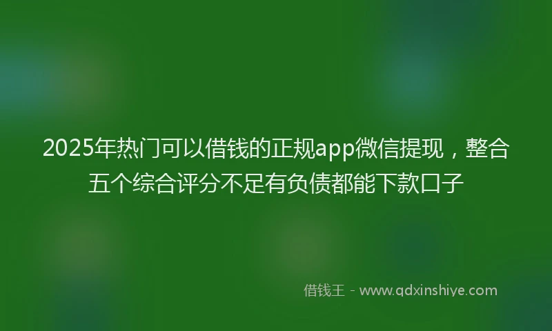 2025年热门可以借钱的正规app微信提现，整合五个综合评分不足有负债都能下款口子