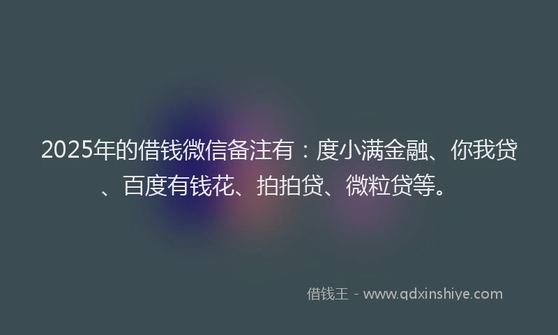 2025年的借钱微信备注有：度小满金融、你我贷、百度有钱花、拍拍贷、微粒贷等。