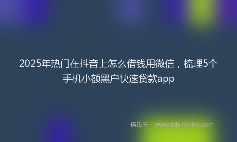 2025年热门在抖音上怎么借钱用微信，梳理5个手机小额黑户快速贷款app