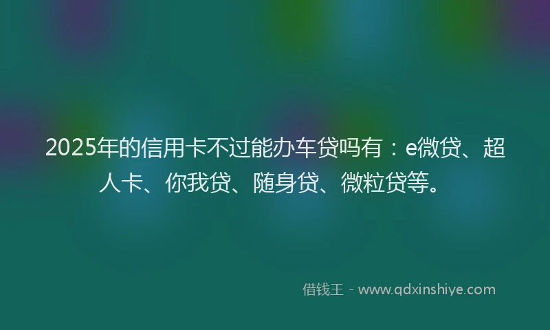 2025年的信用卡不过能办车贷吗有：e微贷、超人卡、你我贷、随身贷、微粒贷等。
