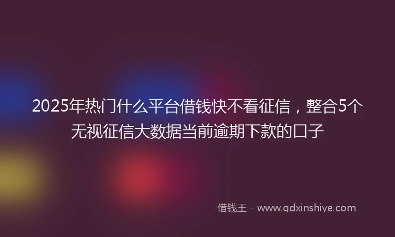 2025年热门什么平台借钱快不看征信，整合5个无视征信大数据当前逾期下款的口子