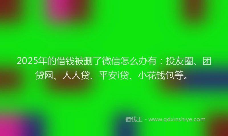 2025年的借钱被删了微信怎么办有：投友圈、团贷网、人人贷、平安i贷、小花钱包等。