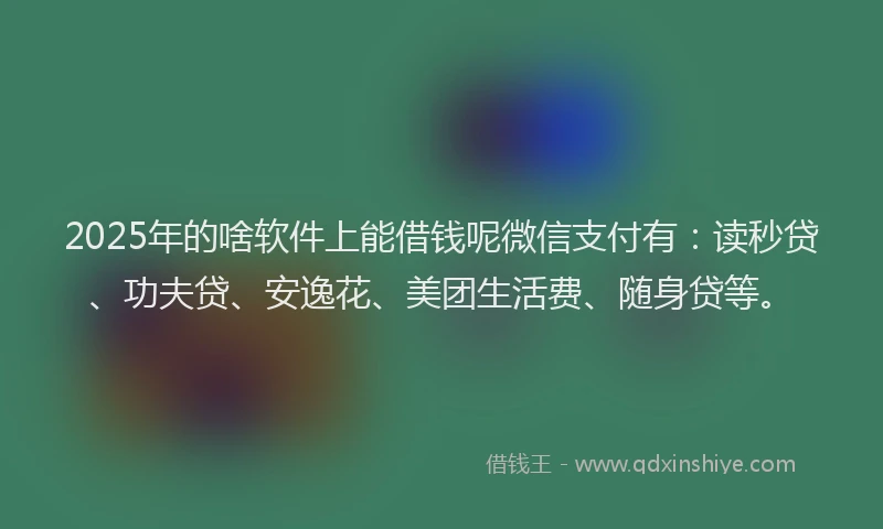 2025年的啥软件上能借钱呢微信支付有：读秒贷、功夫贷、安逸花、美团生活费、随身贷等。