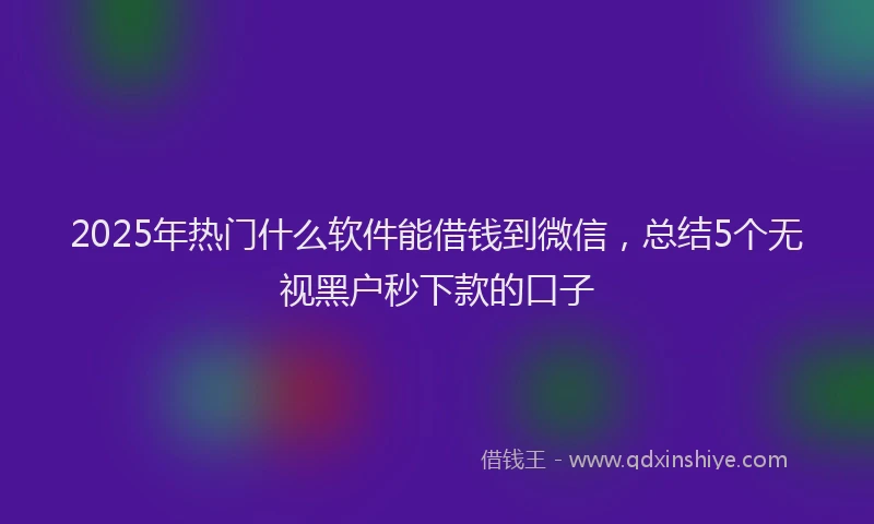 2025年热门什么软件能借钱到微信，总结5个无视黑户秒下款的口子