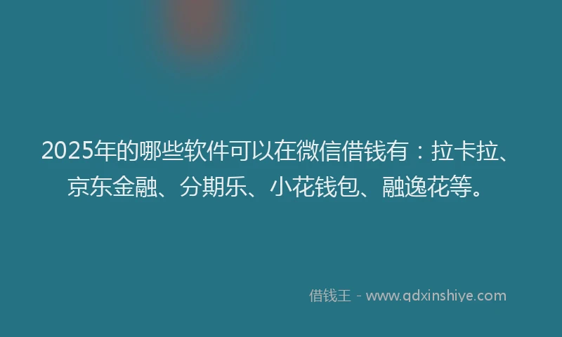 2025年的哪些软件可以在微信借钱有：拉卡拉、京东金融、分期乐、小花钱包、融逸花等。