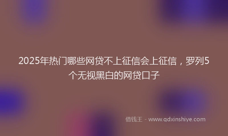 2025年热门哪些网贷不上征信会上征信，罗列5个无视黑白的网贷口子