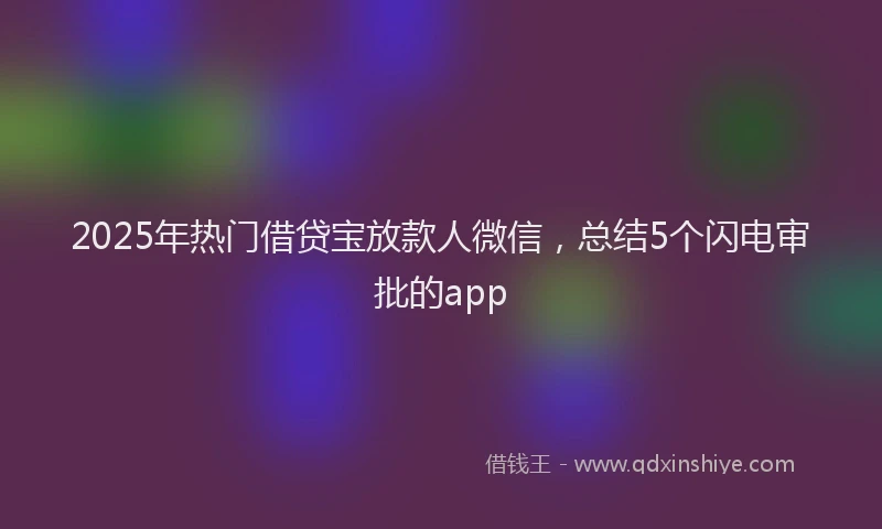 2025年热门借贷宝放款人微信，总结5个闪电审批的app