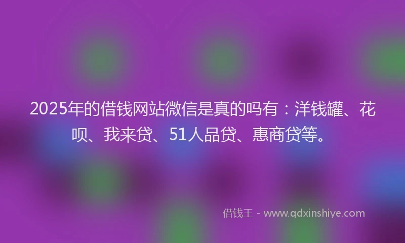 2025年的借钱网站微信是真的吗有：洋钱罐、花呗、我来贷、51人品贷、惠商贷等。