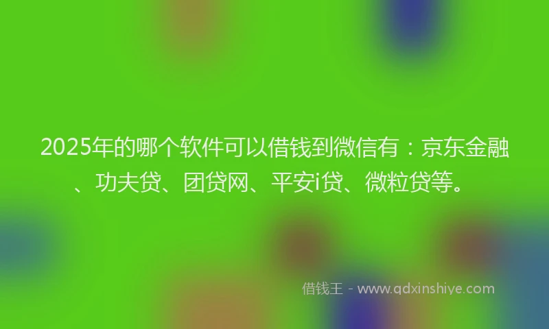 2025年的哪个软件可以借钱到微信有：京东金融、功夫贷、团贷网、平安i贷、微粒贷等。