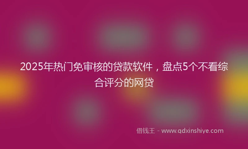 2025年热门免审核的贷款软件，盘点5个不看综合评分的网贷