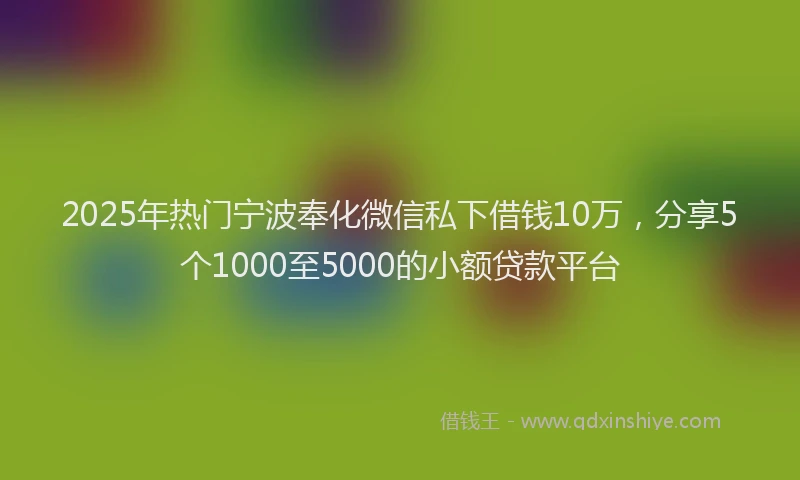 2025年热门宁波奉化微信私下借钱10万，分享5个1000至5000的小额贷款平台