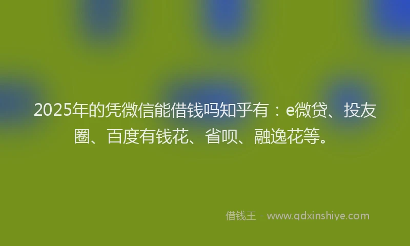 2025年的凭微信能借钱吗知乎有：e微贷、投友圈、百度有钱花、省呗、融逸花等。