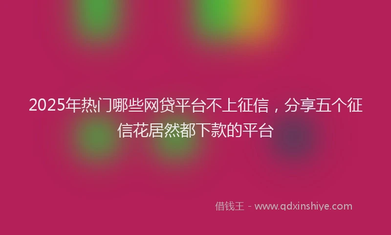 2025年热门哪些网贷平台不上征信，分享五个征信花居然都下款的平台