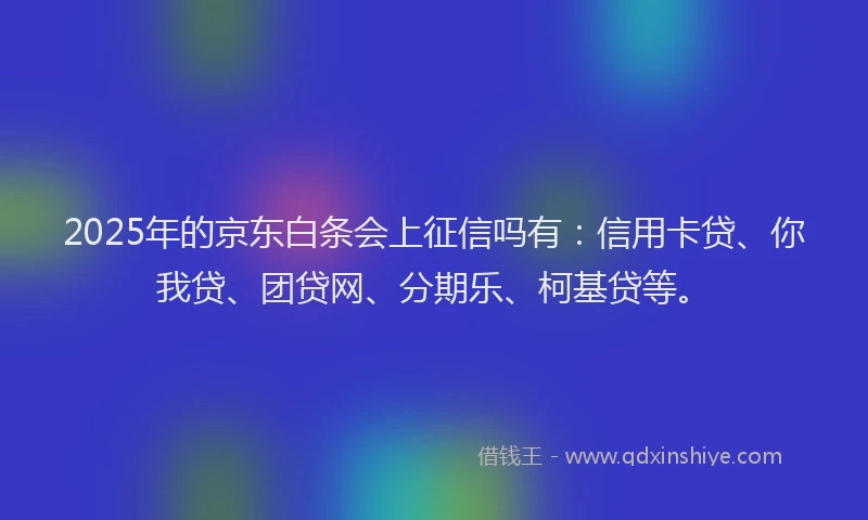 2025年的京东白条会上征信吗有：信用卡贷、你我贷、团贷网、分期乐、柯基贷等。