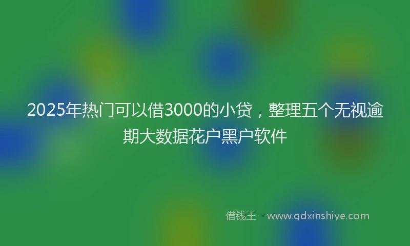 2025年热门可以借3000的小贷，整理五个无视逾期大数据花户黑户软件