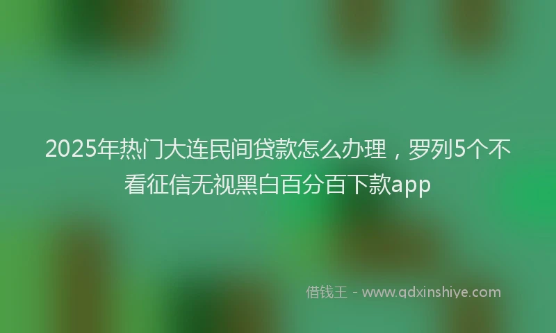 2025年热门大连民间贷款怎么办理，罗列5个不看征信无视黑白百分百下款app