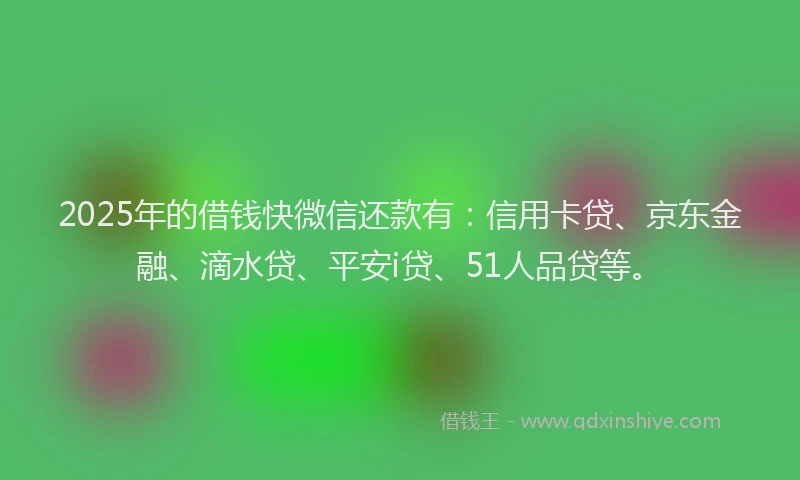 2025年的借钱快微信还款有：信用卡贷、京东金融、滴水贷、平安i贷、51人品贷等。