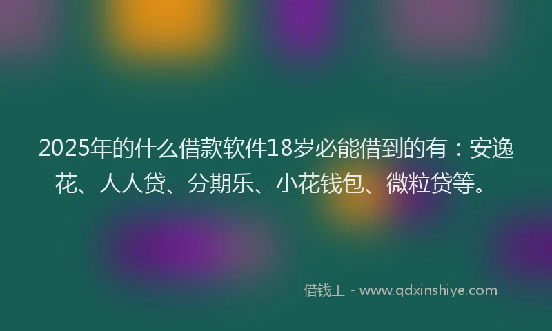 2025年的什么借款软件18岁必能借到的有：安逸花、人人贷、分期乐、小花钱包、微粒贷等。