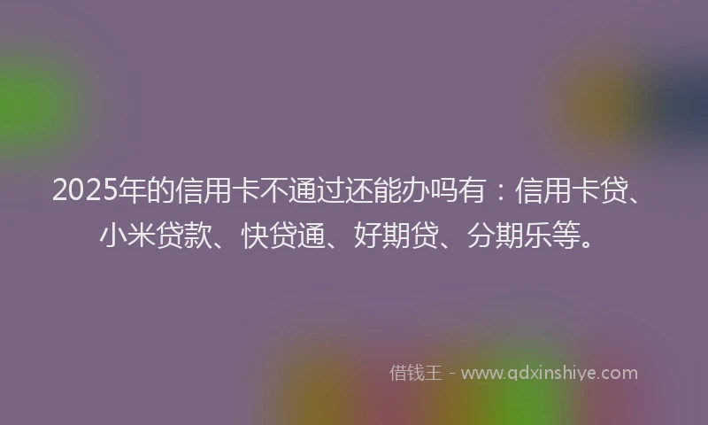 2025年的信用卡不通过还能办吗有：信用卡贷、小米贷款、快贷通、好期贷、分期乐等。