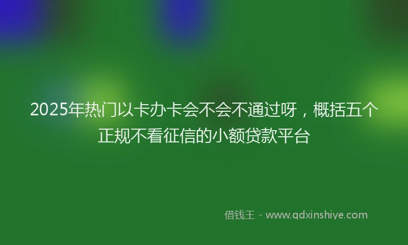 2025年热门以卡办卡会不会不通过呀，概括五个正规不看征信的小额贷款平台