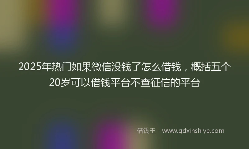 2025年热门如果微信没钱了怎么借钱，概括五个20岁可以借钱平台不查征信的平台