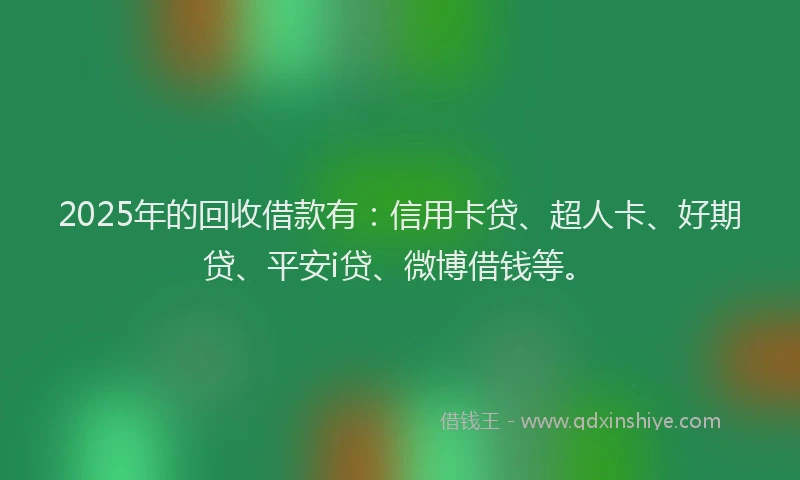 2025年的回收借款有：信用卡贷、超人卡、好期贷、平安i贷、微博借钱等。