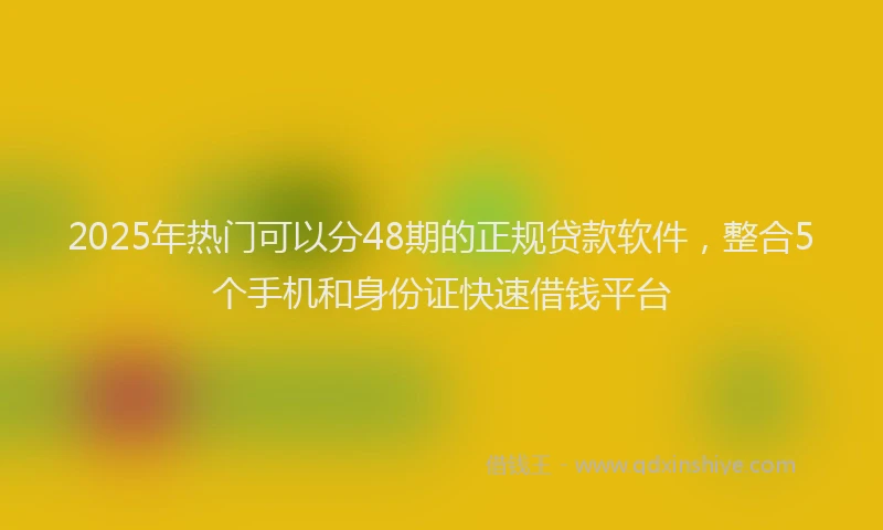 2025年热门可以分48期的正规贷款软件，整合5个手机和身份证快速借钱平台