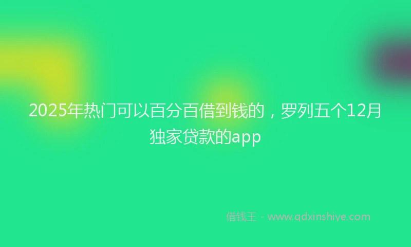 2025年热门可以百分百借到钱的，罗列五个12月独家贷款的app