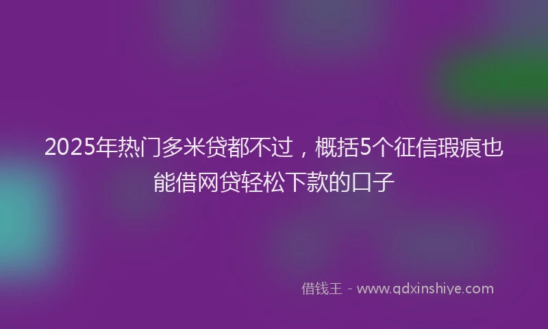 2025年热门多米贷都不过，概括5个征信瑕疵也能借网贷轻松下款的口子