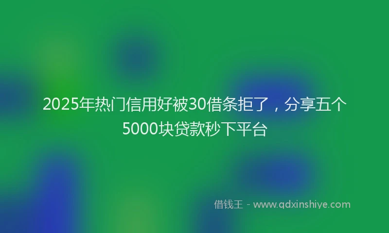 2025年热门信用好被30借条拒了，分享五个5000块贷款秒下平台