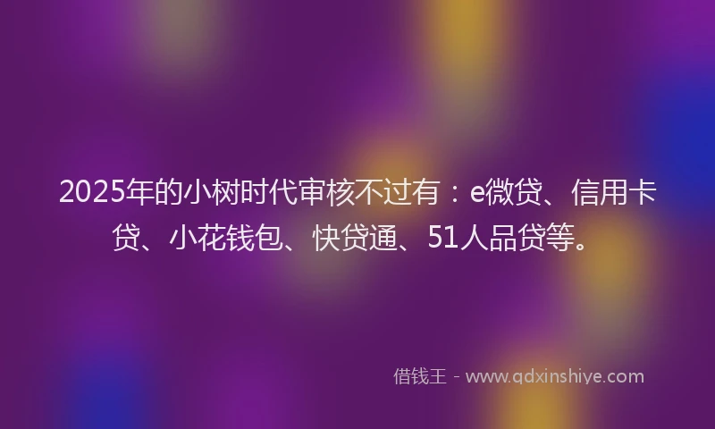 2025年的小树时代审核不过有：e微贷、信用卡贷、小花钱包、快贷通、51人品贷等。