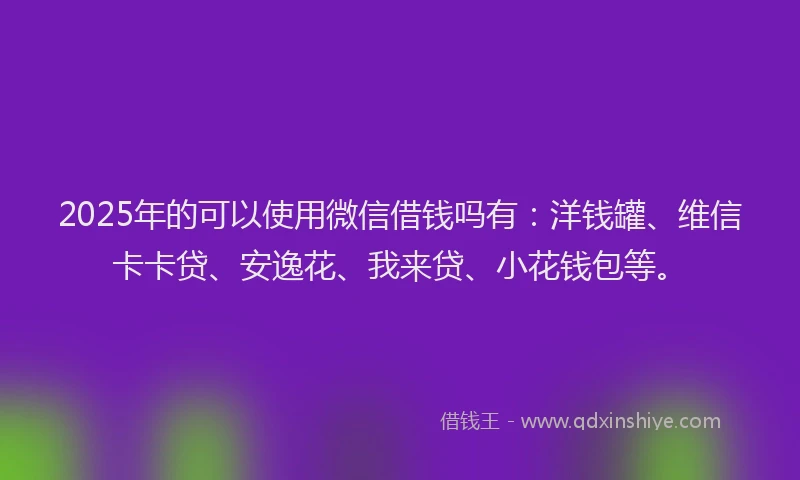 2025年的可以使用微信借钱吗有：洋钱罐、维信卡卡贷、安逸花、我来贷、小花钱包等。