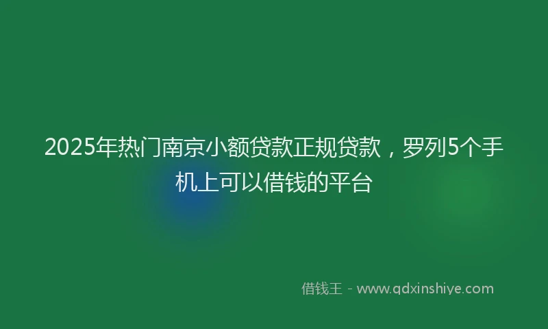2025年热门南京小额贷款正规贷款，罗列5个手机上可以借钱的平台