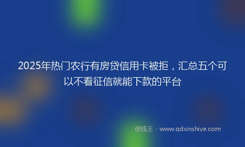 2025年热门农行有房贷信用卡被拒，汇总五个可以不看征信就能下款的平台