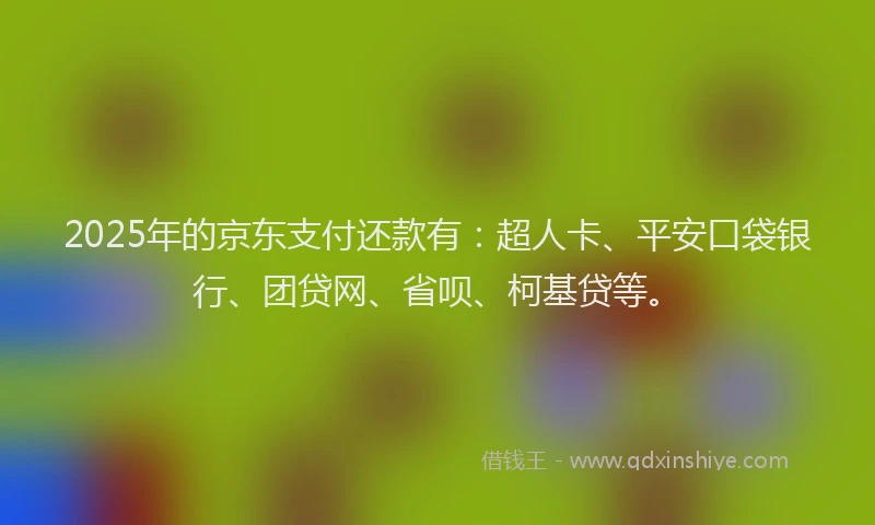 2025年的京东支付还款有：超人卡、平安口袋银行、团贷网、省呗、柯基贷等。