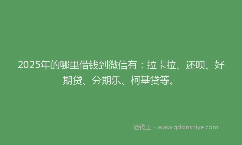2025年的哪里借钱到微信有：拉卡拉、还呗、好期贷、分期乐、柯基贷等。