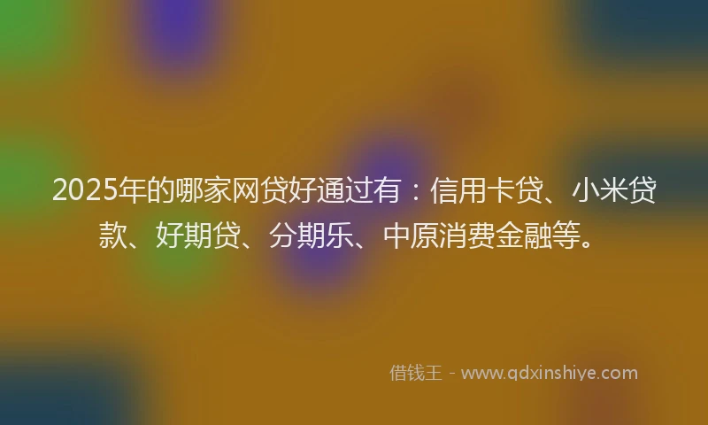 2025年的哪家网贷好通过有：信用卡贷、小米贷款、好期贷、分期乐、中原消费金融等。