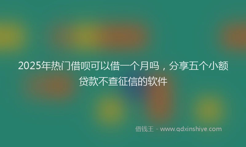 2025年热门借呗可以借一个月吗，分享五个小额贷款不查征信的软件
