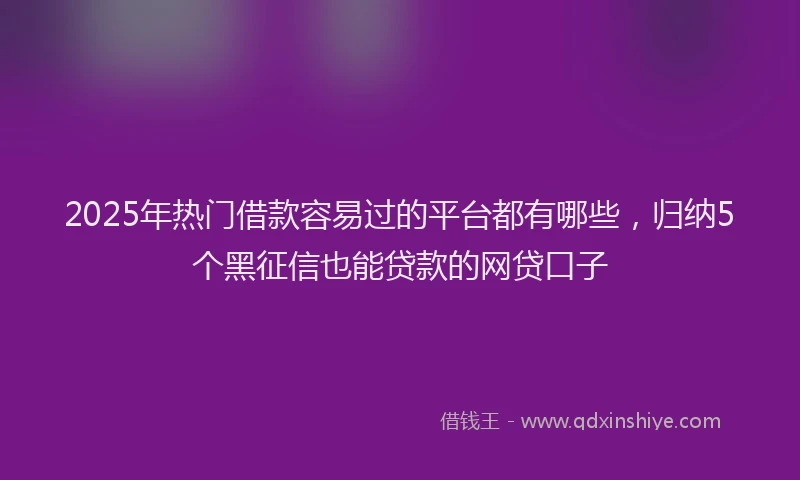 2025年热门借款容易过的平台都有哪些，归纳5个黑征信也能贷款的网贷口子