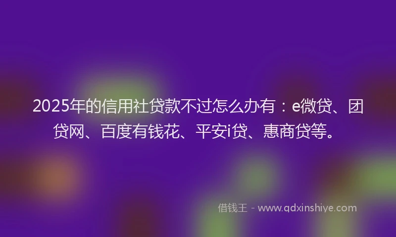 2025年的信用社贷款不过怎么办有：e微贷、团贷网、百度有钱花、平安i贷、惠商贷等。