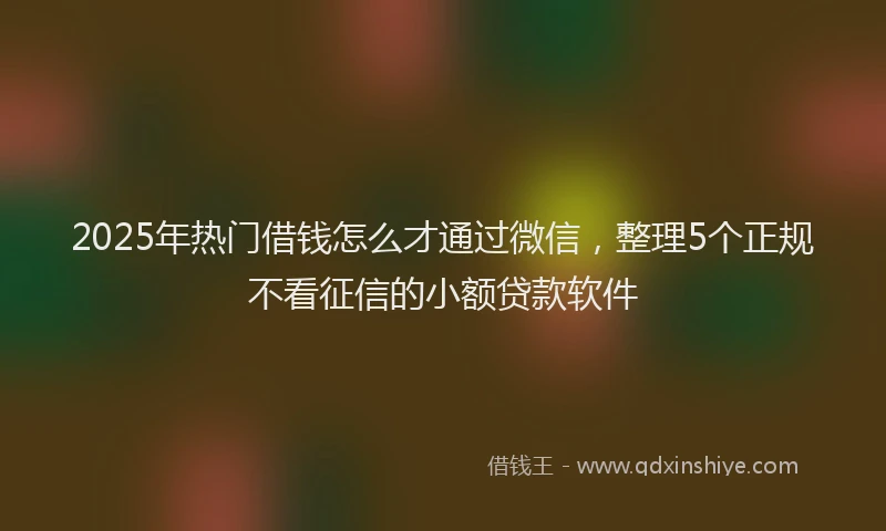 2025年热门借钱怎么才通过微信，整理5个正规不看征信的小额贷款软件
