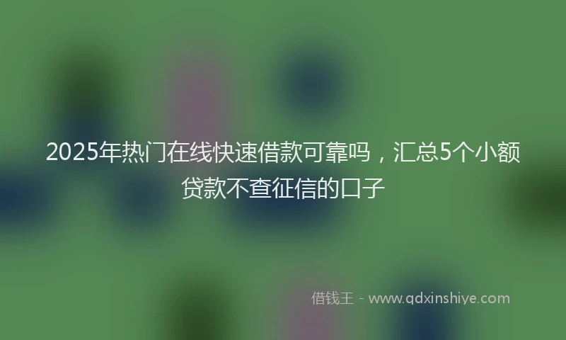 2025年热门在线快速借款可靠吗，汇总5个小额贷款不查征信的口子