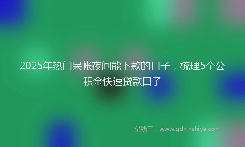 2025年热门呆帐夜间能下款的口子，梳理5个公积金快速贷款口子