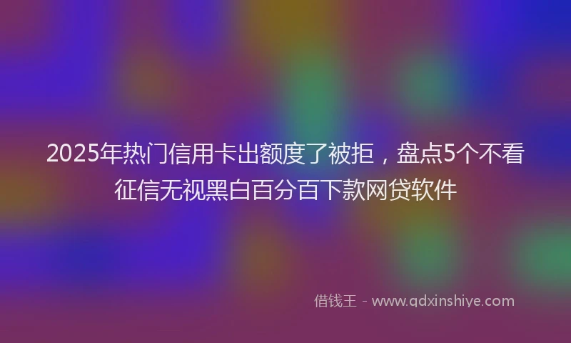 2025年热门信用卡出额度了被拒，盘点5个不看征信无视黑白百分百下款网贷软件