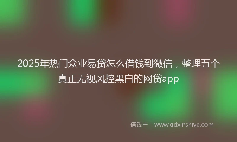 2025年热门众业易贷怎么借钱到微信，整理五个真正无视风控黑白的网贷app
