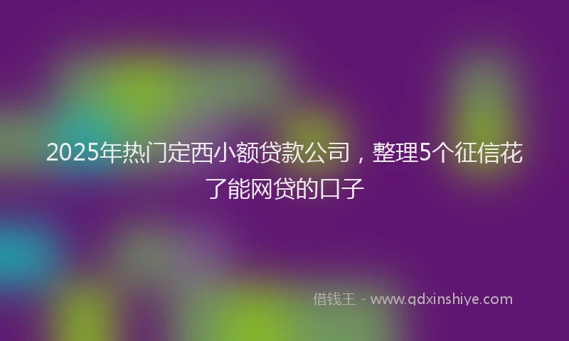2025年热门定西小额贷款公司，整理5个征信花了能网贷的口子