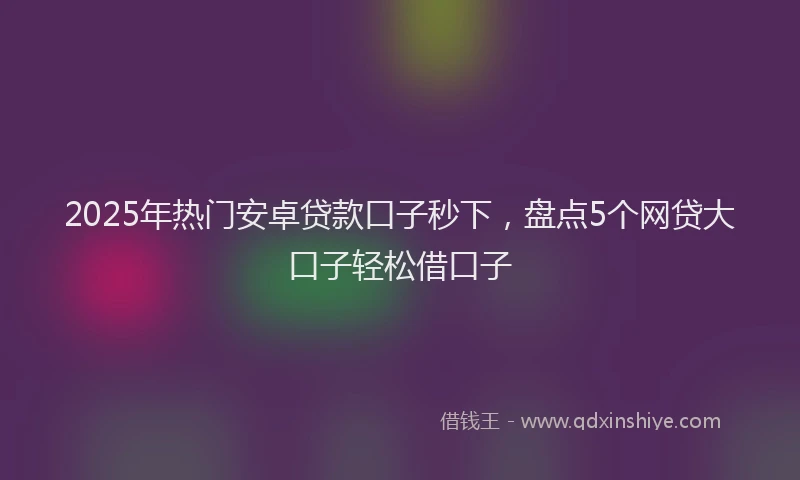 2025年热门安卓贷款口子秒下，盘点5个网贷大口子轻松借口子