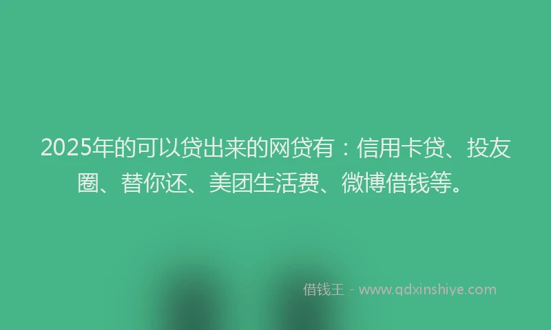 2025年的可以贷出来的网贷有：信用卡贷、投友圈、替你还、美团生活费、微博借钱等。