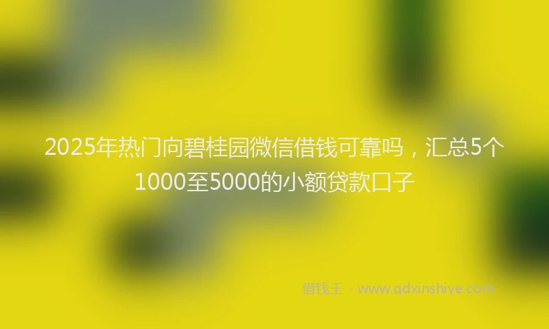 2025年热门向碧桂园微信借钱可靠吗，汇总5个1000至5000的小额贷款口子