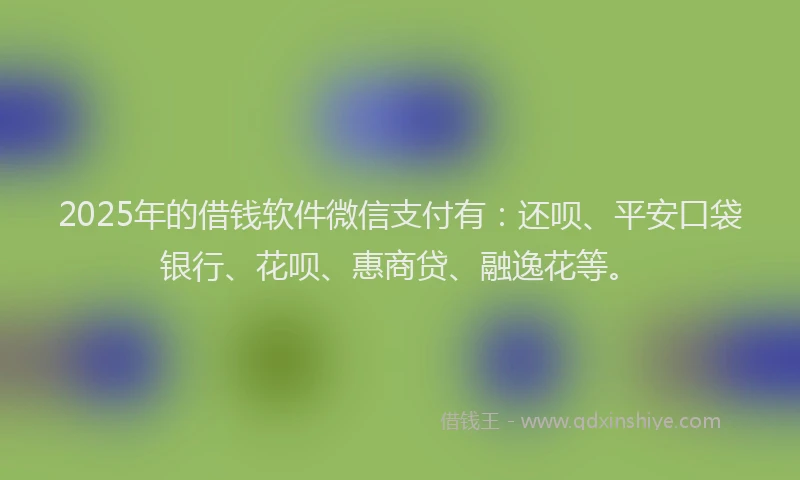 2025年的借钱软件微信支付有：还呗、平安口袋银行、花呗、惠商贷、融逸花等。